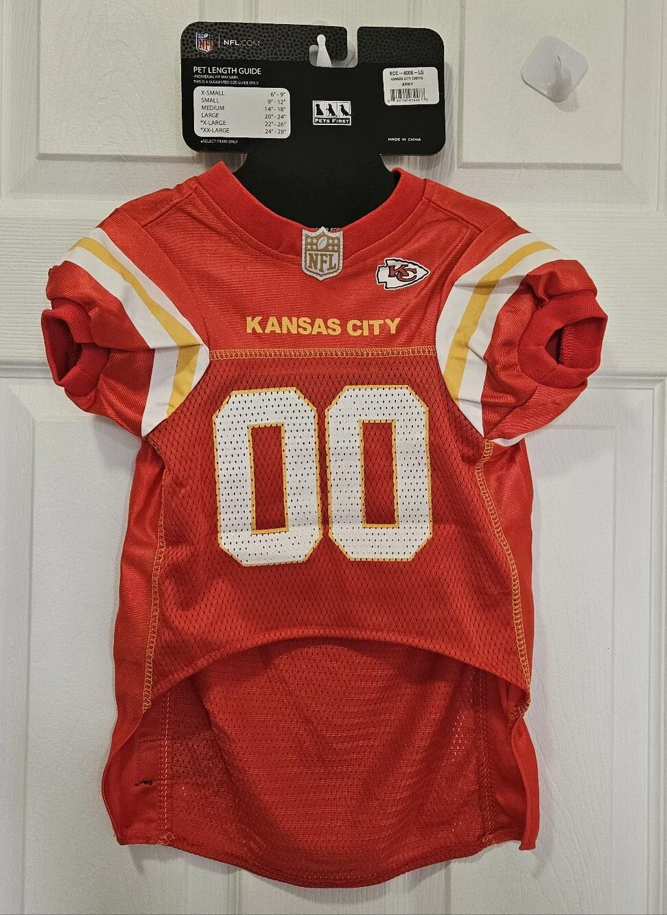 NFL Kansas City Chiefs Red and White DogJersey with Gold Accents